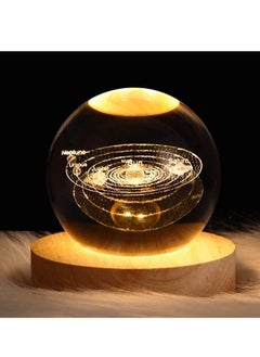 NNEWVANTE 3D Crystal Ball Night Light Decorative Lamp, 80 mm (3.15 inches) Solar System Model Decoration with LED Light Base, Super Cool Desktop Decoration, Best Birthday Gift for Kids, Girls, Boys, Dads, Frien  - Image 1