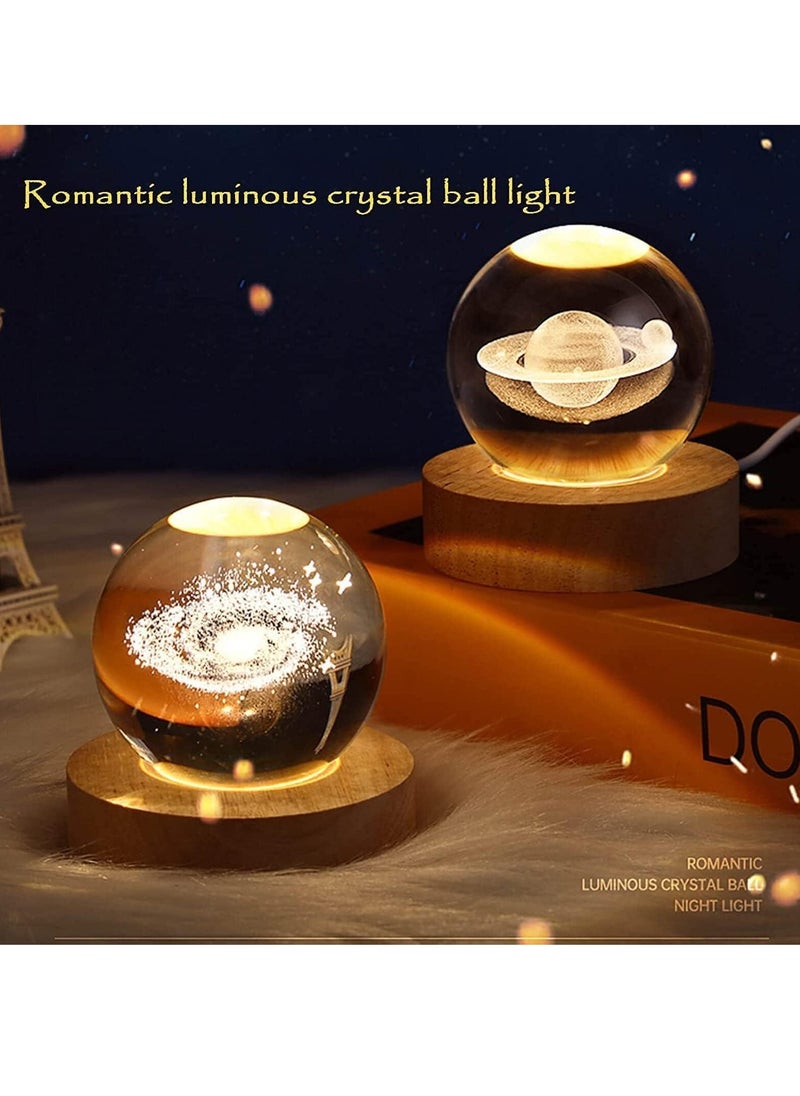 NNEWVANTE 3D Crystal Ball Night Light Decorative Lamp, 80 mm (3.15 inches) Solar System Model Decoration with LED Light Base, Super Cool Desktop Decoration, Best Birthday Gift for Kids, Girls, Boys, Dads, Frien  - Image 4
