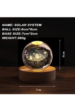 NNEWVANTE 3D Crystal Ball Night Light Decorative Lamp, 80 mm (3.15 inches) Solar System Model Decoration with LED Light Base, Super Cool Desktop Decoration, Best Birthday Gift for Kids, Girls, Boys, Dads, Frien  - Image 2