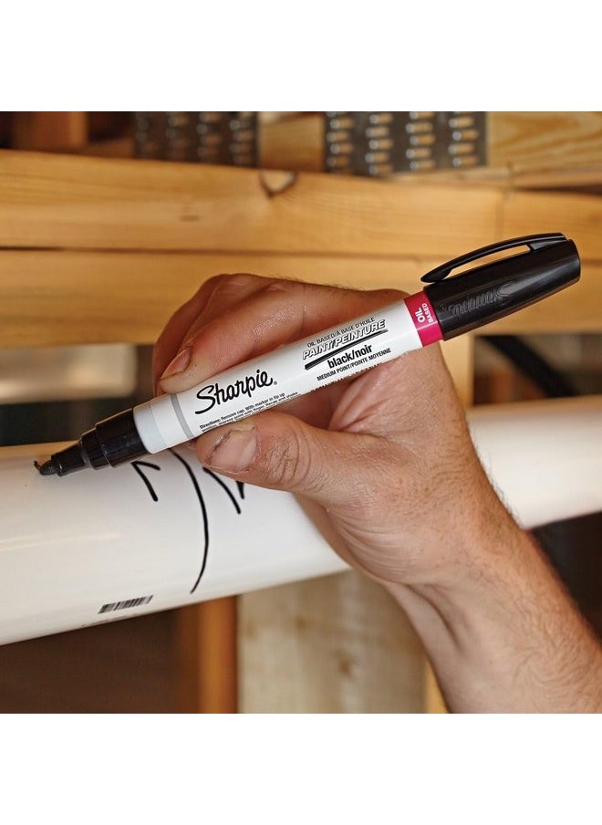 Sharpie Sharpie Oil-Based Paint Marker, Medium Point, Black Ink, Pack of 3  - Image 2