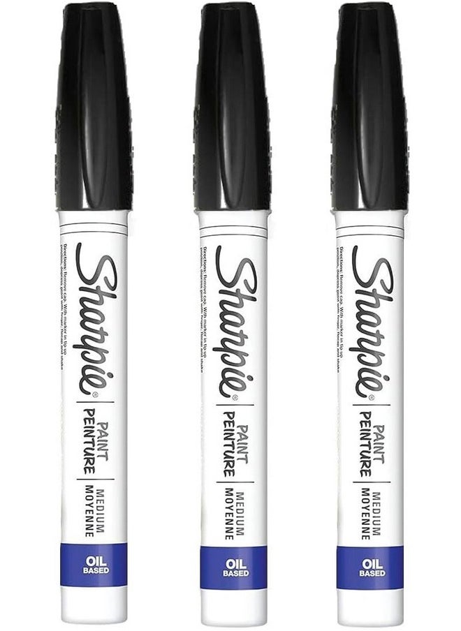 Sharpie Sharpie Oil-Based Paint Marker, Medium Point, Black Ink, Pack of 3  - Image 1