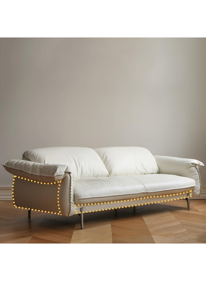Comfynest Comfynest Contemporary Faux Leather Sofa In Off-White  - Image 4
