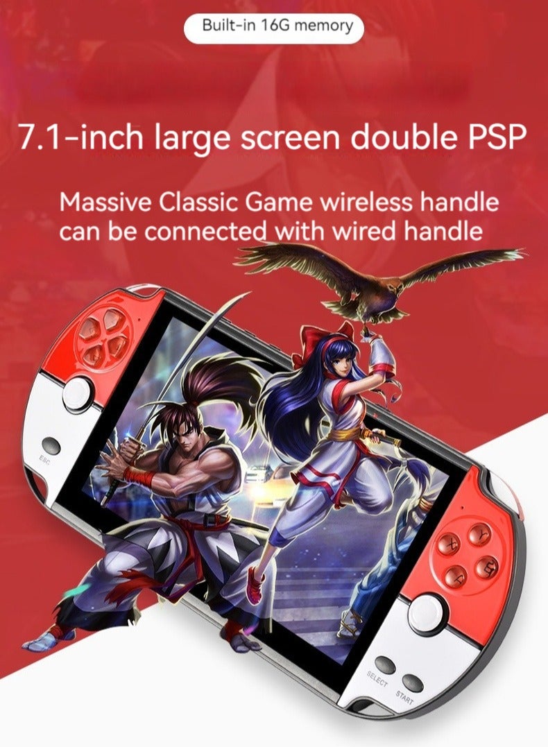 New dual-joystick game console 7.1-inch high-definition large-screen dual-player handheld game console 16G super multi-game PSP handheld game console