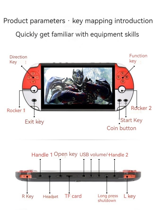 New dual-joystick game console 7.1-inch high-definition large-screen dual-player handheld game console 16G super multi-game PSP handheld game console