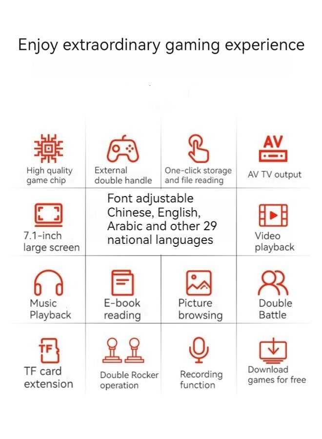 New dual-joystick game console 7.1-inch high-definition large-screen dual-player handheld game console 16G super multi-game PSP handheld game console