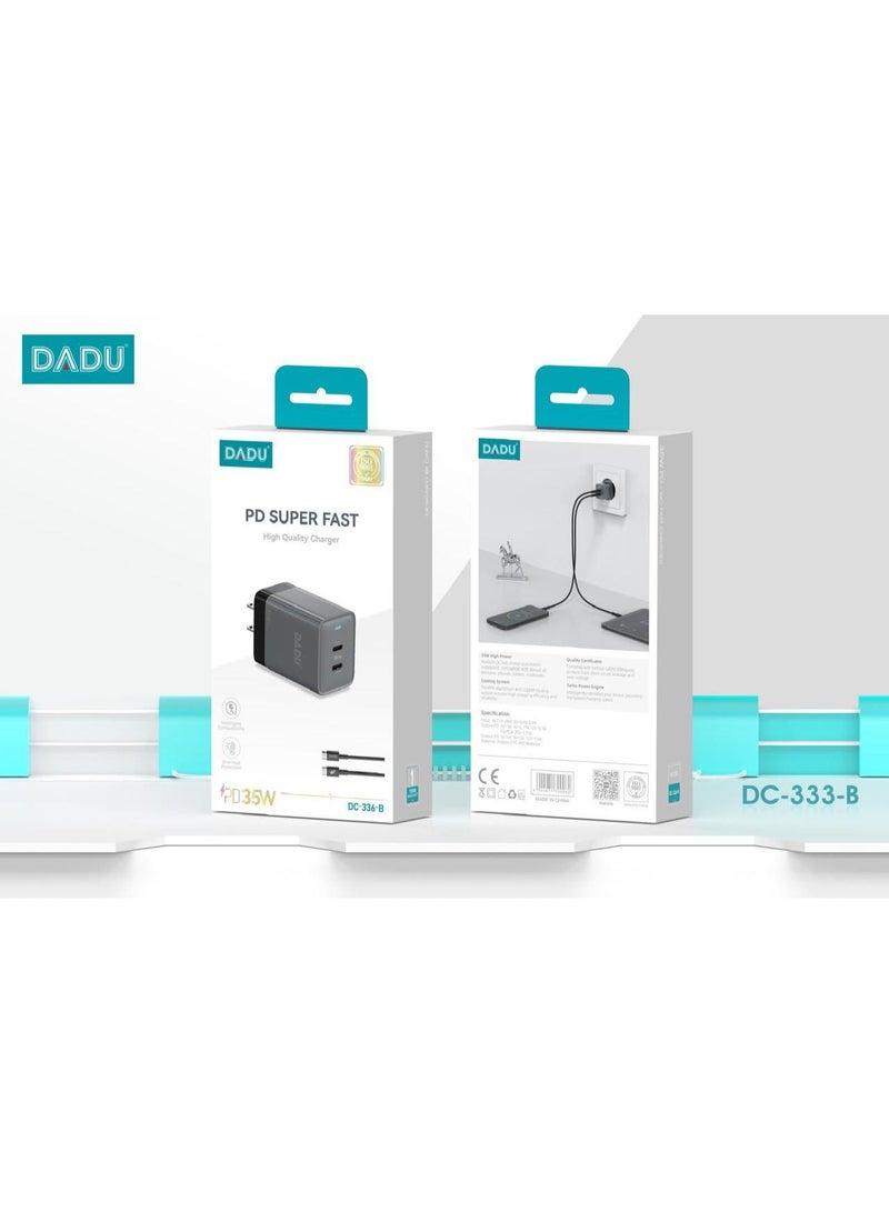DADU GaN 35W Dual PD Super Fast Charger DC 336-B | USB-C Type-C Adapter for iPhone 17, 16, 15, 14, 13, 12 & Android. - Image 3