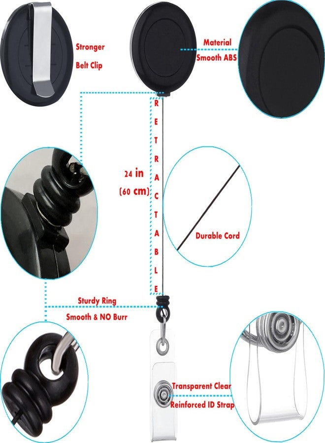 QREEL Badge Reel, Retractable Badge Holder with Belt Clip for ID Name Card (Black, 25 Pack) - Image 3
