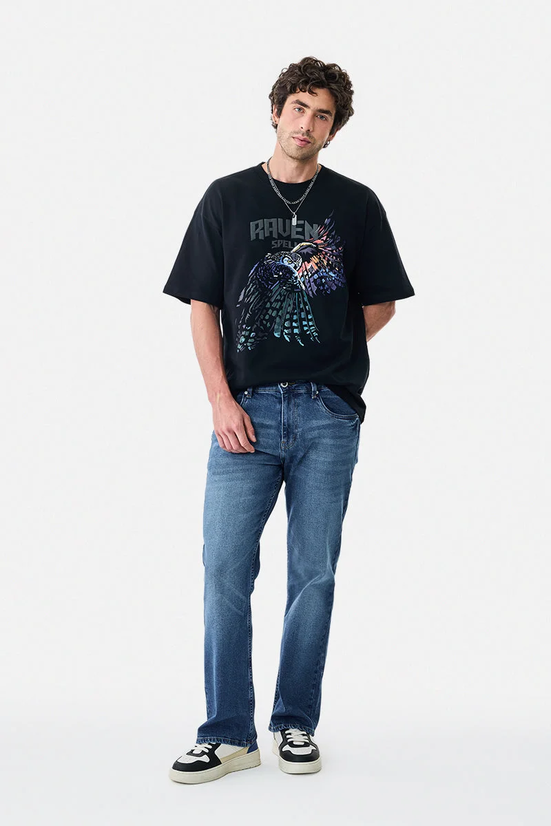 SNITCH Raven Puff Print Oversized T-Shirt