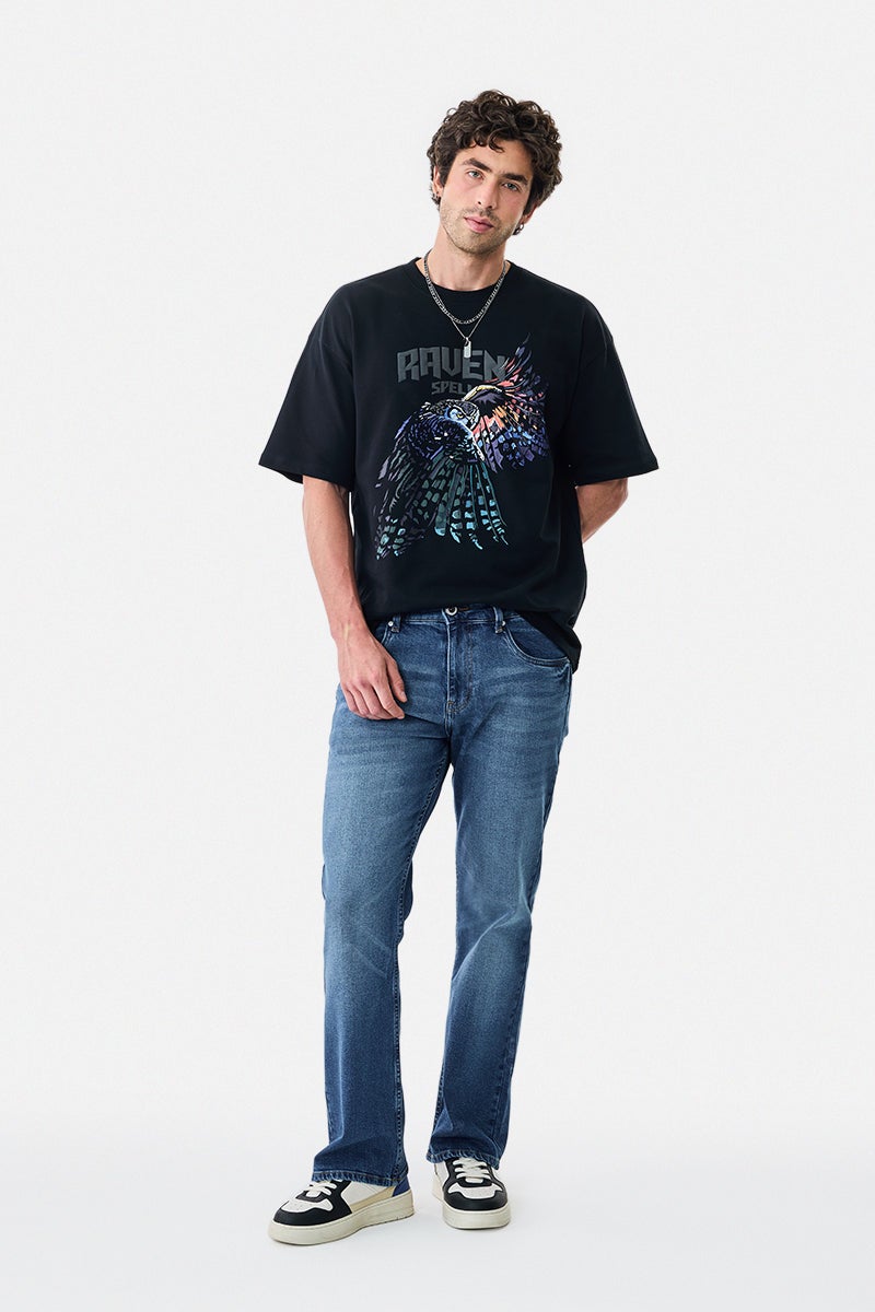 SNITCH Raven Puff Print Oversized T-Shirt - Image 2