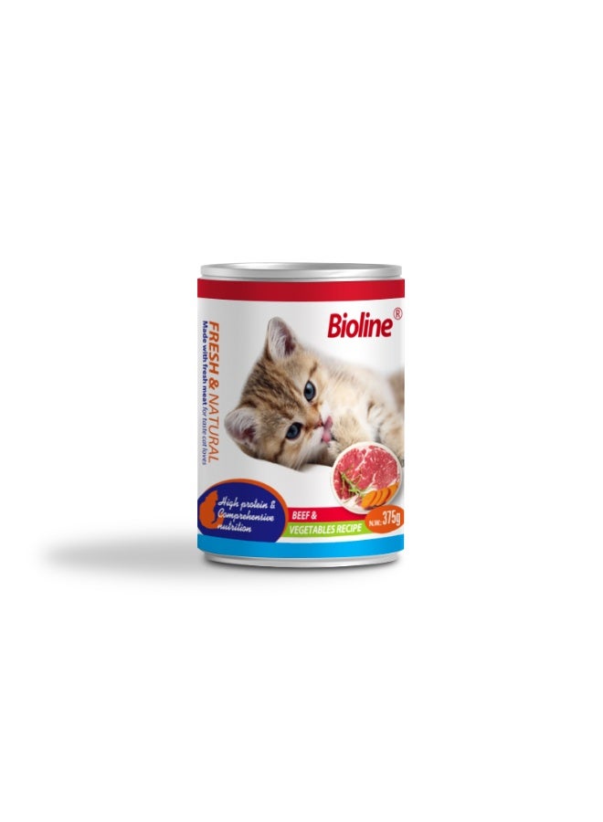 بايولاين طعام القطط المعلب من بيولاين بنكهة لحم البقر والخضروات - ٣٧٥ غرام (عبوة من ١٢ قطعة) - Image 4