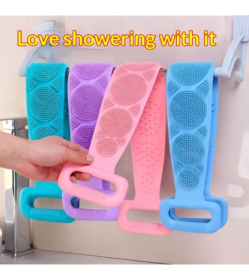 4 Pack Silicone Exfoliating Bath Towel Back Scrubber Body Wash For Men Women - Image 1
