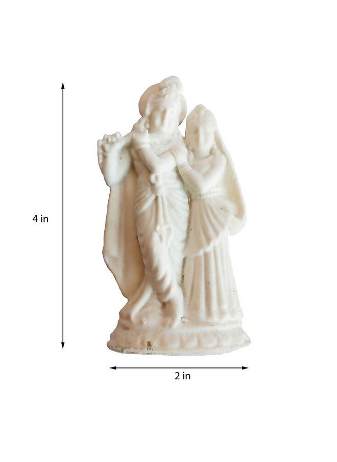 Salvus App SOLUTIONS Salvus APP SOLUTIONS Handmade White Marble Dust Radha Krishna Murti/Statue for Home-Office Decor, Car Dashboard & Gift Item (4 Inch)  - Image 2