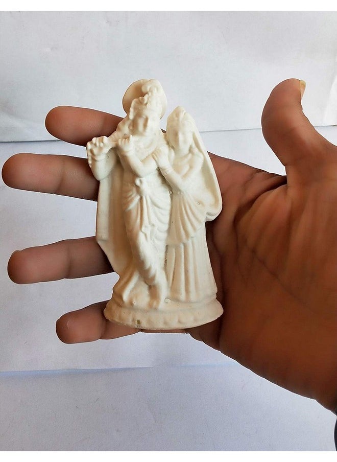 Salvus App SOLUTIONS Salvus APP SOLUTIONS Handmade White Marble Dust Radha Krishna Murti/Statue for Home-Office Decor, Car Dashboard & Gift Item (4 Inch)  - Image 3