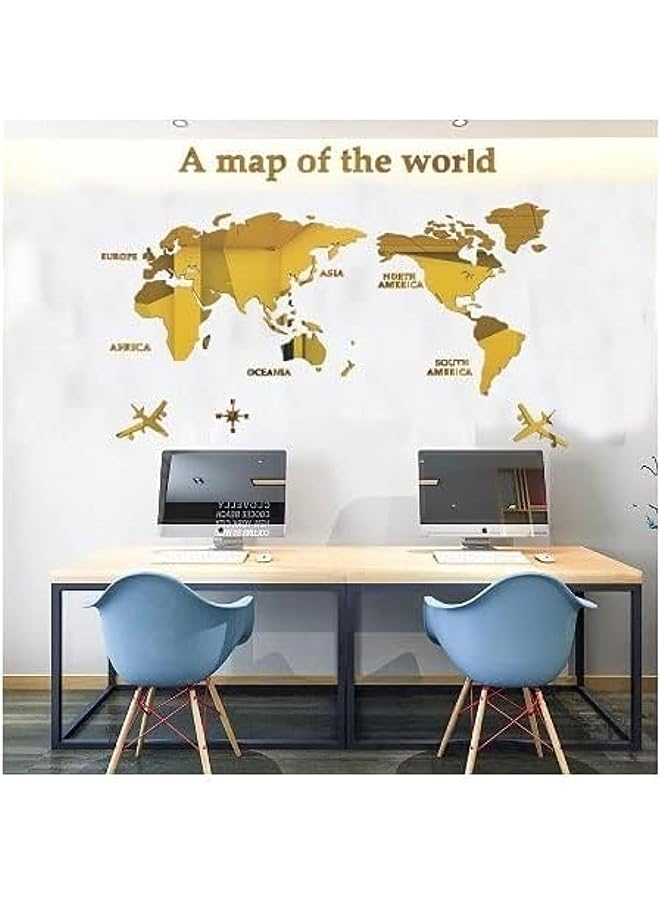Zaboon 3D World Map Wall Stickers Easy To Hang And Install For Home Decor World Map Stickers For Living Room/Meeting Room/Background Wall 180 * 100 - Image 1
