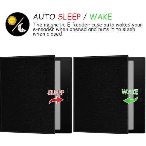 GOVTVA Magnetic Leather Case for 7'' Onyx Boox Go 7 / Boox Tablet Go Color 7 (Gen II/Gen I 2025/2024) /Boox Page Ultra-Thin Lightweight Cover with Auto Sleep/Wake & Magnetic Closure (Cloth Black) - Image 5