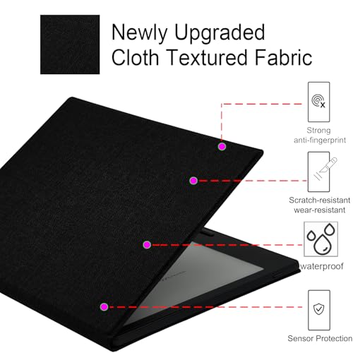 GOVTVA Magnetic Leather Case for 7'' Onyx Boox Go 7 / Boox Tablet Go Color 7 (Gen II/Gen I 2025/2024) /Boox Page Ultra-Thin Lightweight Cover with Auto Sleep/Wake & Magnetic Closure (Cloth Black) - Image 4