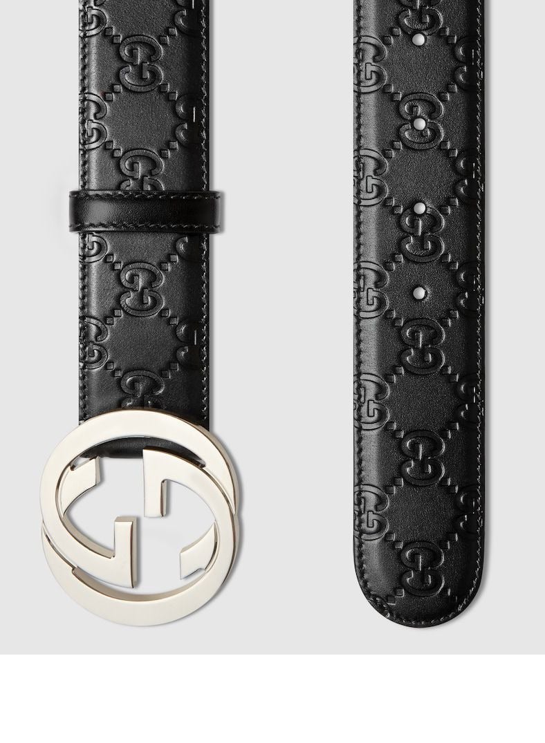 GUCCI Gucci Black Leather Belt with Interlocking G Buckle  - Image 3