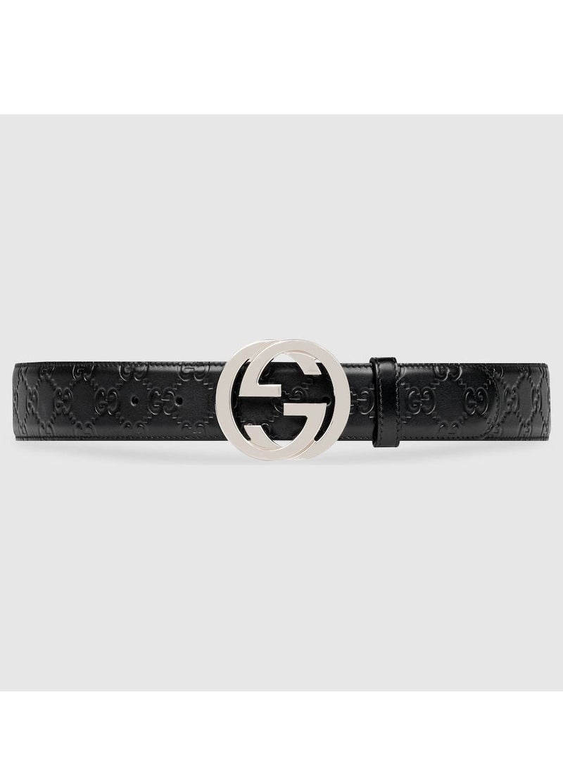 GUCCI Gucci Black Leather Belt with Interlocking G Buckle  - Image 2