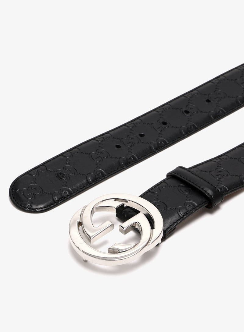 GUCCI Gucci Black Leather Belt with Interlocking G Buckle  - Image 4