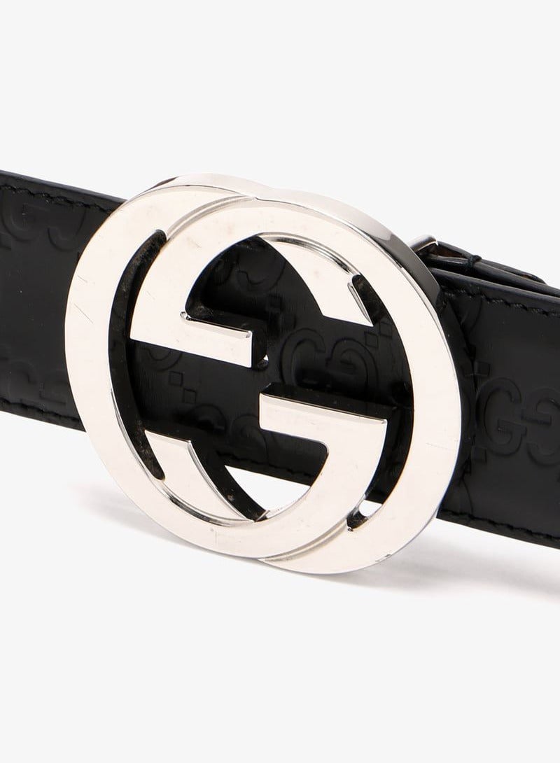 GUCCI Gucci Black Leather Belt with Interlocking G Buckle  - Image 5
