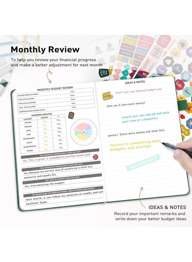 Budget Planner, Daily/Weekly/Monthly Expense Tracker Notebook, Finance Planner Accounts Book, Faux Leather Hardcover Financial Organizer, A5 Undated Bill Organizer with Pen Pocket - Image 4