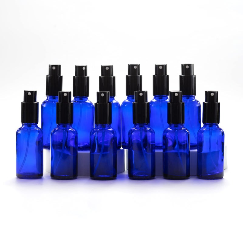 Yizhao Amber Glass Spray Bottles 1oz with Small Fine Mist Spray Metal Cap Refillable for Essential OilTravelCleaningPerfumeAromatherapyMakeup  12 Pcs