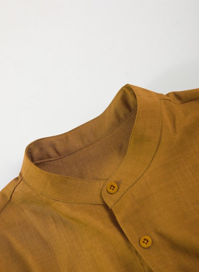 تايك تو طقم رجالي نحاسي من - قميص ياقة قائمة وبنطال - Image 5