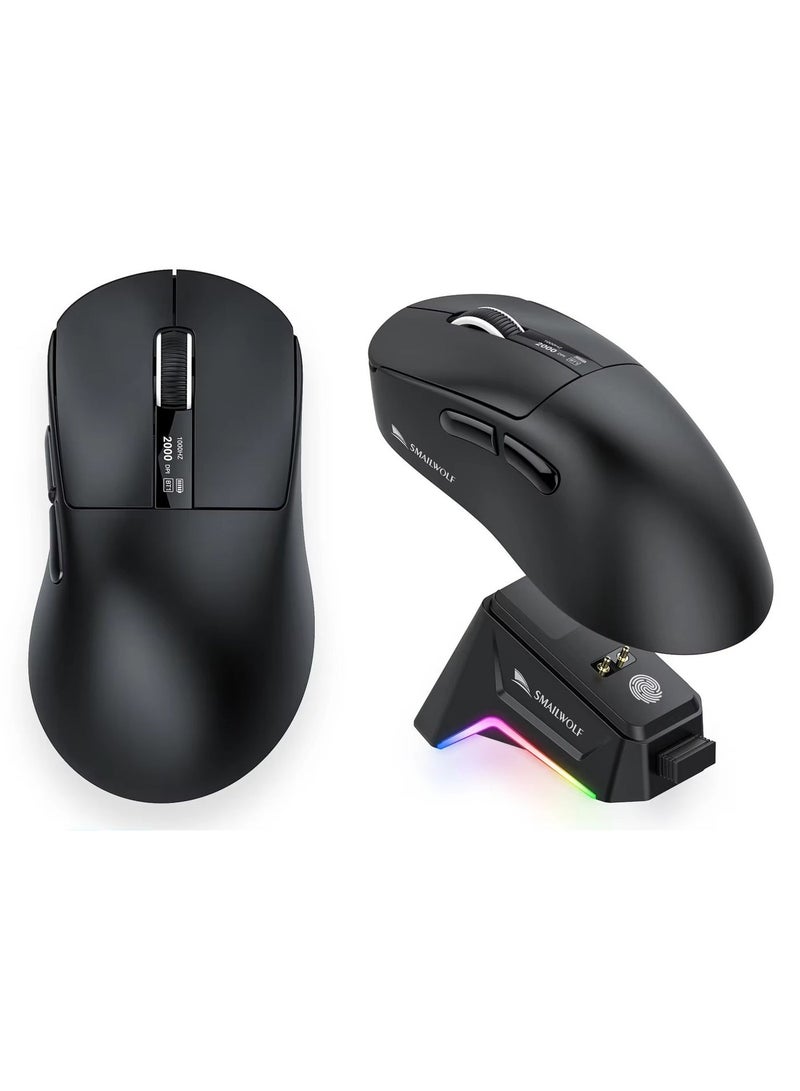 SMAILWOLF M6 Tri-mode Bluetooth Wireless Gaming Mouse with with Magnetic Charging Dock, Lightweight Anti Slip Mouse, PixArt PAW3311 Sensor, 12K DPI, BT/2.4Ghz/Wired, for PC/MAC - Image 1