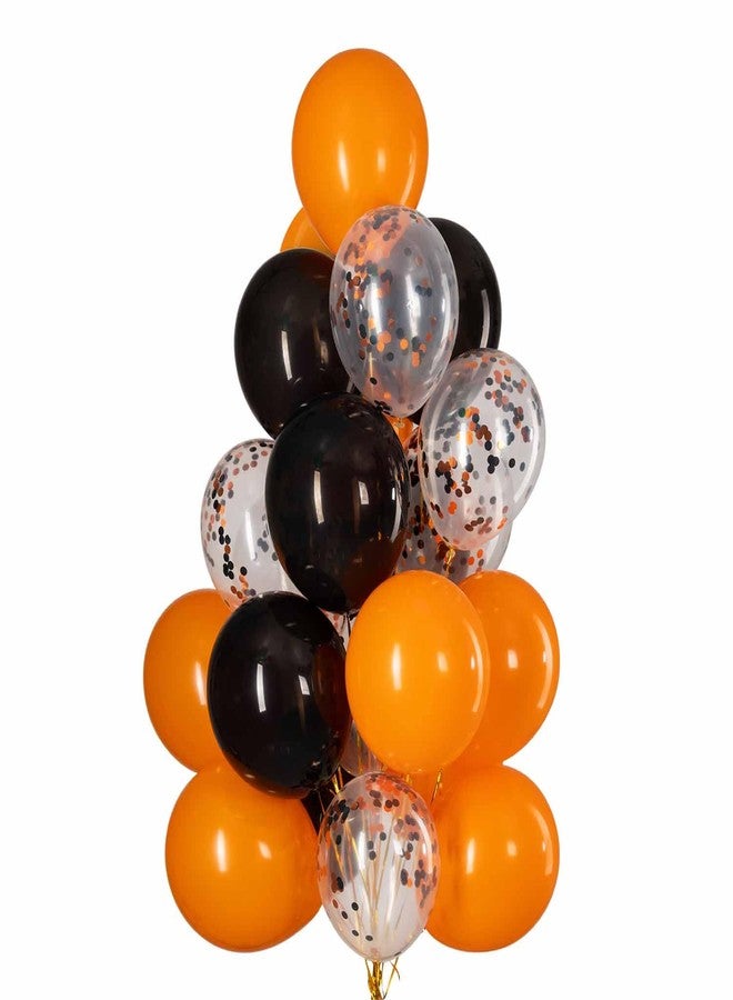 WOPARTY Orange and Black latex Balloons Orange Black Confetti Balloon- Pack of 50,Party helium balloon Halloween Party Decorations Supplies 3 Style,12 Inch - Image 4