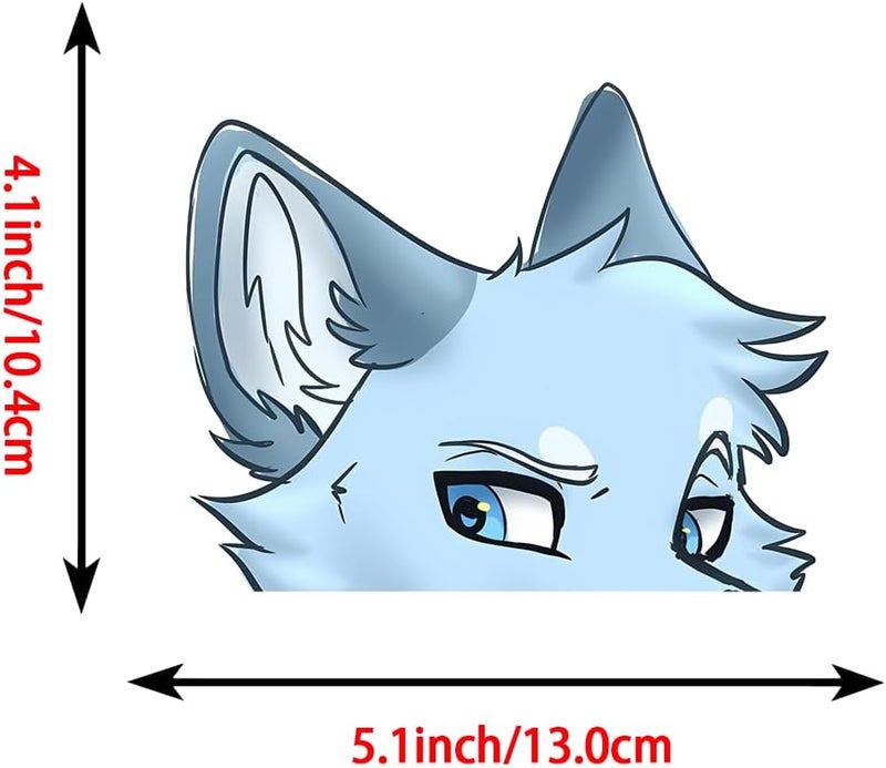 ARS 5.1" Cool Furry Peeker Car Decals Wolf Stickers Bumper Windows Campervan Truck Vinyl Car Accessories (C) - Image 2