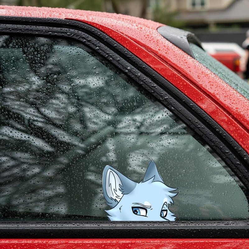 ARS 5.1" Cool Furry Peeker Car Decals Wolf Stickers Bumper Windows Campervan Truck Vinyl Car Accessories (C) - Image 3