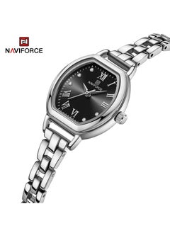 NAVIFORCE Elegant Women's Quartz Watch Classic Tonneau-Shaped Dial with Roman Numerals Stainless Steel Bracelet Sparkling Hour Markers Fashionable Timepiece for Everyday Wear and Special Occasions  - Image 2