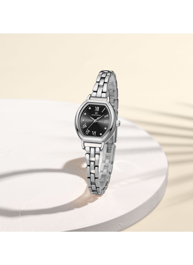 NAVIFORCE - Elegant Women's Quartz Watch Classic Tonneau-Shaped Dial with Roman Numerals Stainless Steel Bracelet Sparkling Hour Markers Fashionable Timepiece for Everyday Wear and Special Occasions - Image 1