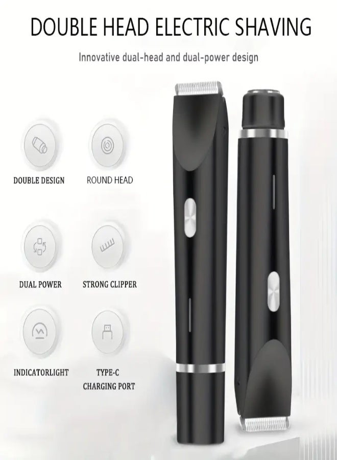 AROAQ 2-in-1 Dual Head Electric Shaver & Trimmer – Rechargeable USB Hair Clipper with Adjustable Length, Bikini Trimmer & Multipurpose Grooming Tool for Face, Arms, Thighs & Body – 400mAh Battery , Purple - Image 4