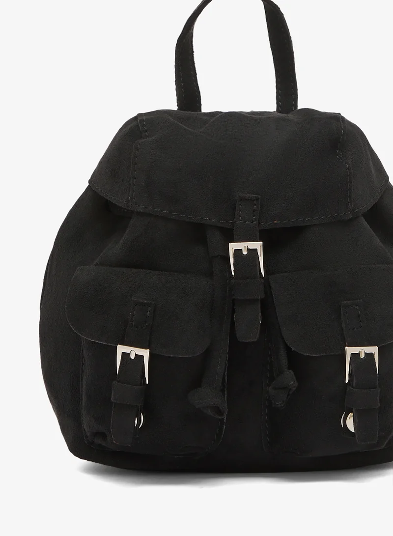 Ginger Black Suede Pocket Detail School And Travel Backpack for Women | Best Price UAE