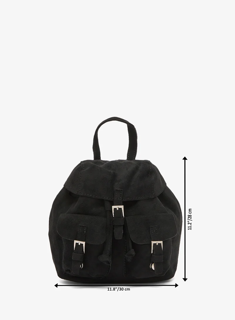 Ginger Black Suede Pocket Detail School And Travel Backpack for Women | Best Price UAE