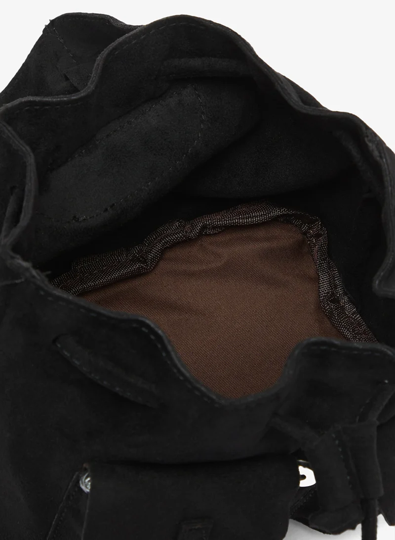 Ginger Black Suede Pocket Detail School And Travel Backpack for Women | Best Price UAE