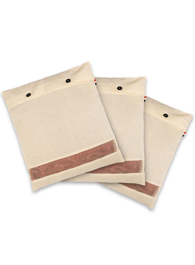 Solstice أغطية/حقائب ساري قطنية كبيرة من سولستيس للتخزين مفردة (18 × 15 بوصة) للساري الحرير الكبير، ليهينغاس، الملابس - مجموعة من 6 (مع نافذة) - Image 1