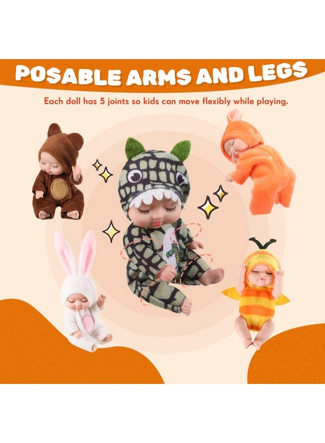 Hanaive 12 Pcs 4 Inch Mini Reborn Christmas Baby Doll Cute Christmas Doll Gifts Realistic Baby Doll with Animal Clothes Lifelike Mini Baby Dolls Set for Girl Boy 3+ Birthday Gift (Cute Style) - Image 5