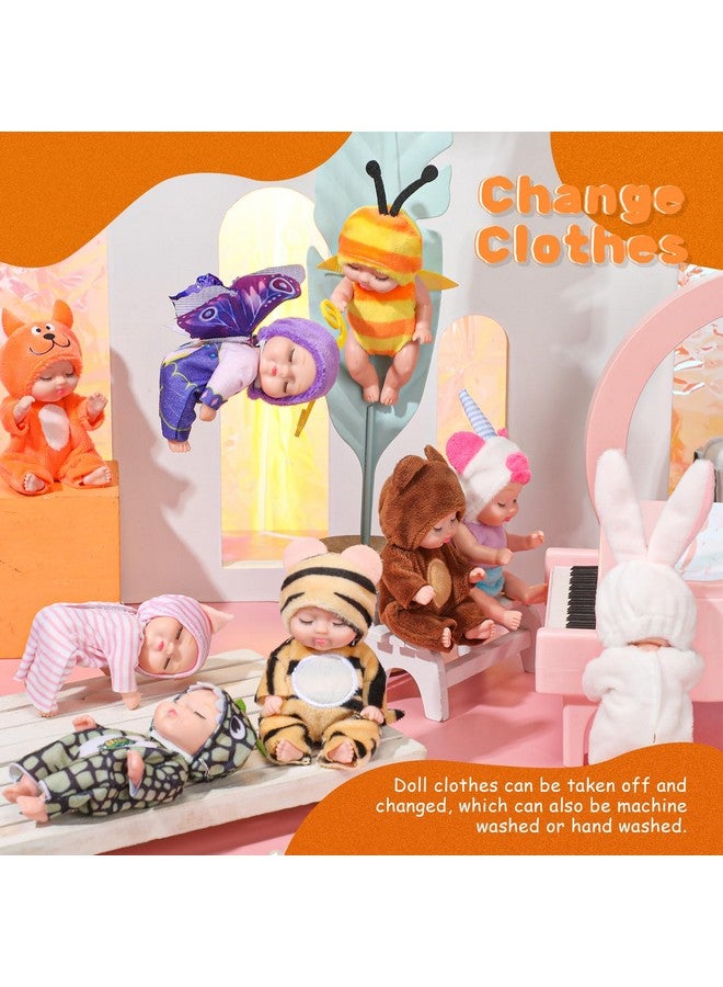 Hanaive 12 Pcs 4 Inch Mini Reborn Christmas Baby Doll Cute Christmas Doll Gifts Realistic Baby Doll with Animal Clothes Lifelike Mini Baby Dolls Set for Girl Boy 3+ Birthday Gift (Cute Style) - Image 4