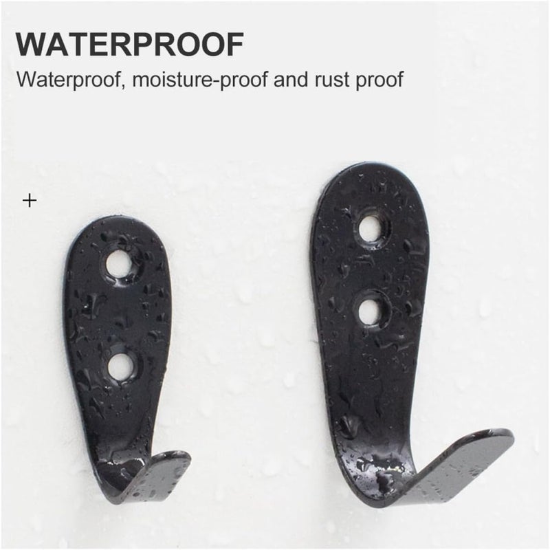 10pcs Wall Hooks Stainless Steel Black Metal Clothes Hooks 2.0mm Wear-Resistant for Home Wall Mounted Storage - Image 3