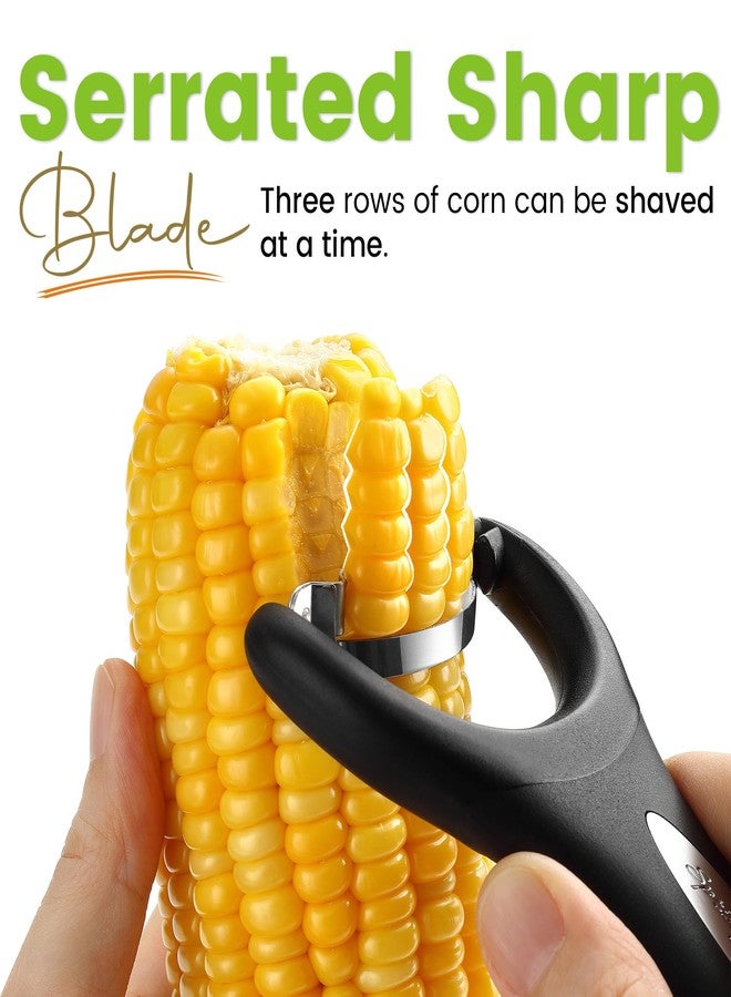 Spring Chef Stainless Steel Corn Peeler - Corn on the Cob Stripper Tool - Durable & Efficient Kernel Remover Tool - Easy to Use Kernel Cutter - Dishwasher Safe Kitchen Gadget - Black - Image 2