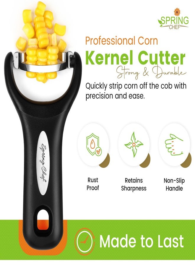 Spring Chef Stainless Steel Corn Peeler - Corn on the Cob Stripper Tool - Durable & Efficient Kernel Remover Tool - Easy to Use Kernel Cutter - Dishwasher Safe Kitchen Gadget - Black - Image 3