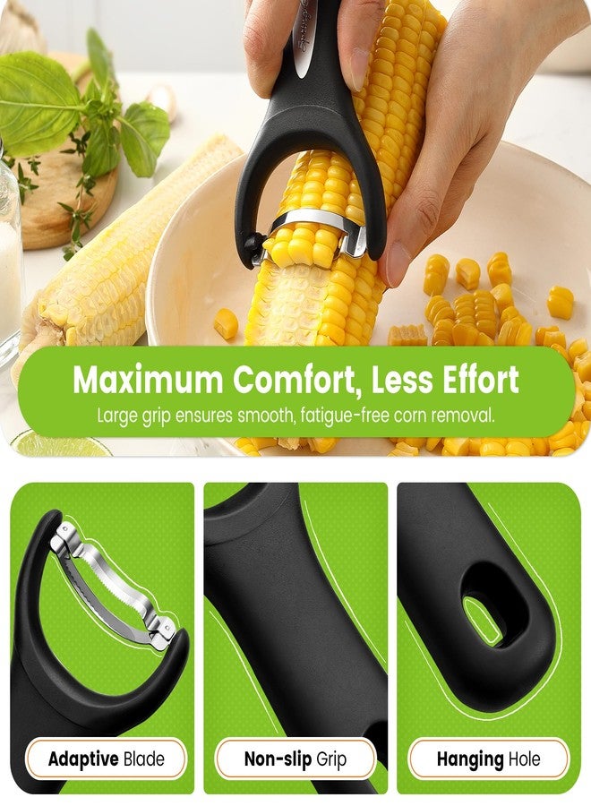 Spring Chef Stainless Steel Corn Peeler - Corn on the Cob Stripper Tool - Durable & Efficient Kernel Remover Tool - Easy to Use Kernel Cutter - Dishwasher Safe Kitchen Gadget - Black - Image 5