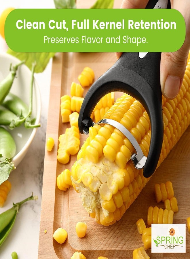 Spring Chef Stainless Steel Corn Peeler - Corn on the Cob Stripper Tool - Durable & Efficient Kernel Remover Tool - Easy to Use Kernel Cutter - Dishwasher Safe Kitchen Gadget - Black - Image 4