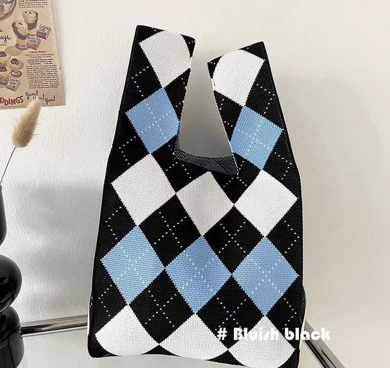 2024 Autumn New Panda Gift Bag Women'S Knitted Tote Bag Casual All-Match Japanese And Korean Hand Bag Daily All-Match - Image 1