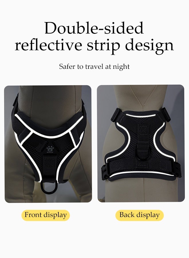 Dog Harness and Leash Set for Small Medium Large Dogs ,Adjustable And Breathable Chest-Back Style Pet Leash,Reflective Harness for Small Dogs and Cats (Grey) - Image 5