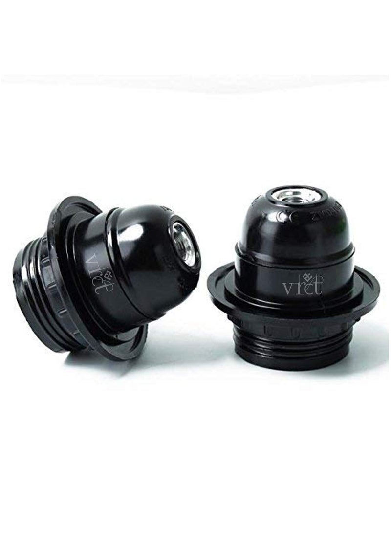 VRCT VRCT E27 Screw Light Bulb Lamp Holder Base Pendant Bulb Socket Black Pack of 2  - Image 1