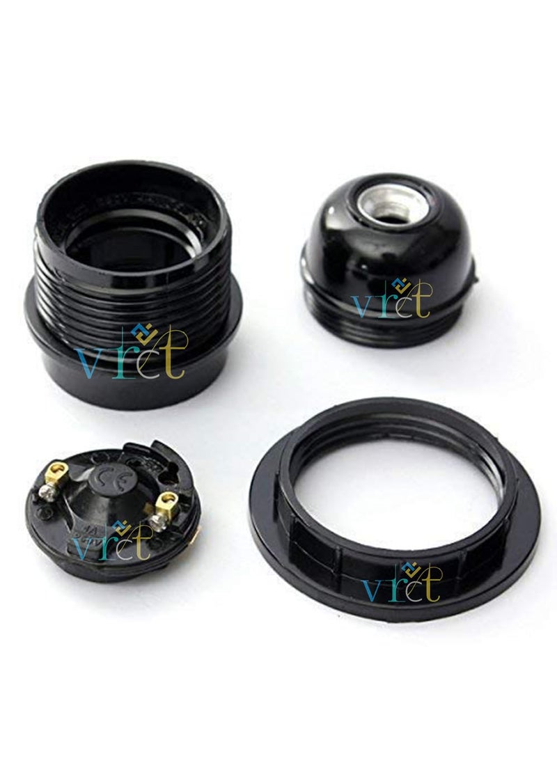 VRCT VRCT E27 Screw Light Bulb Lamp Holder Base Pendant Bulb Socket Black Pack of 2  - Image 3