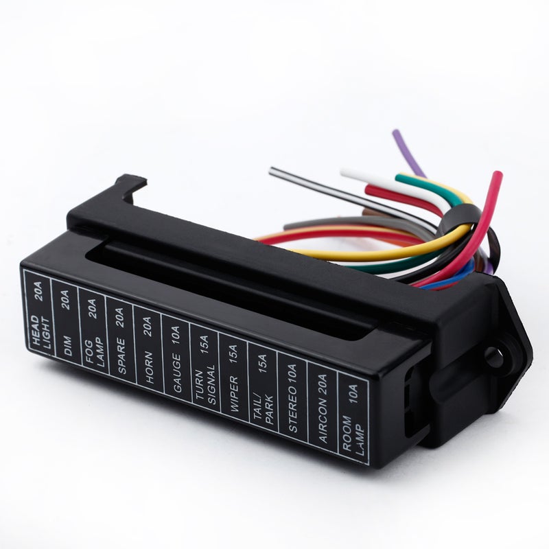 12 Way DC32V Circuit Car Trailer Auto Fuse Box Block Holder ATC ATO 2-input 12-output Wire - Image 1
